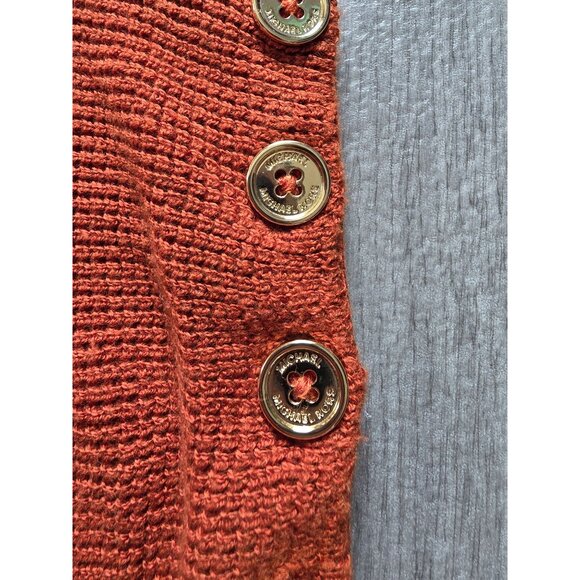 Michael Kors Womens Orange Tunic Sweater With Side Buttons Size M - Picture 7 of 10